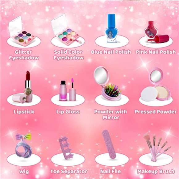 Kids Makeup Kit for Girl-Washable Makeup for Kids with Colorful Unicorn Bag - Picture 4 of 6